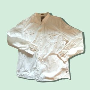 Guess regular fit white cotton long sleeve dress shirt size XL